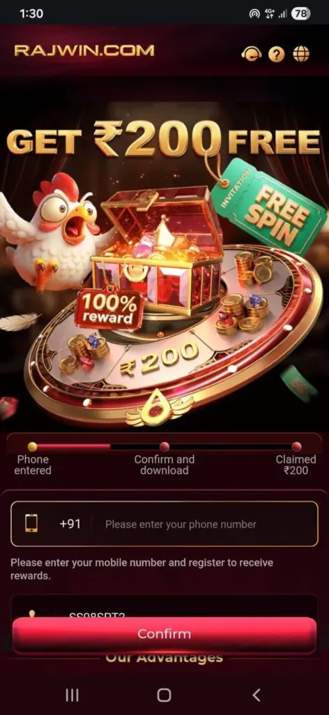 RajWin Game APK download with ₹200 signup bonus